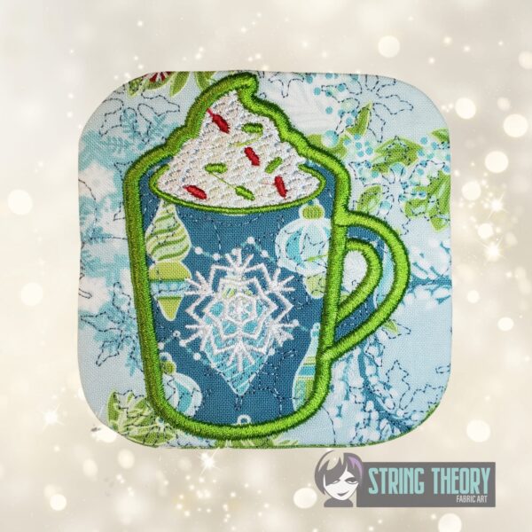 Hot Cocoa Mug Rug  ITH in the hoop Digital Download for Machine Embroidery Pattern, Design (4x4, 5×7, 6×10 Hoop) - Image 4