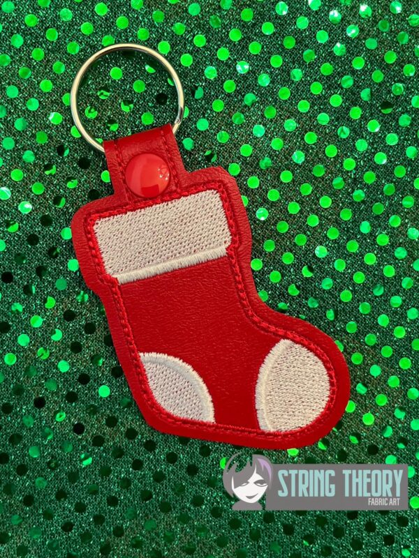 Christmas Stocking Fob ITH in the hoop Digital Download for Machine Embroidery Pattern, Design (4×4 Hoop) - Image 2
