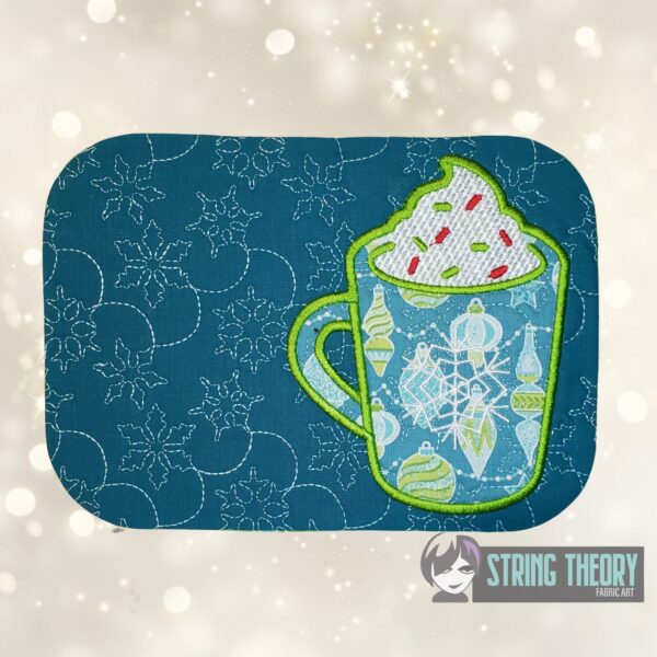 Hot Cocoa Mug Rug  ITH in the hoop Digital Download for Machine Embroidery Pattern, Design (4x4, 5×7, 6×10 Hoop) - Image 3