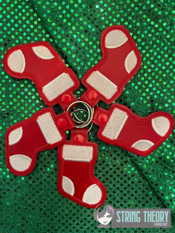 Christmas Stocking Fob ITH in the hoop Digital Download for Machine Embroidery Pattern, Design (4×4 Hoop)