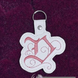 Calligraphy D Fob ITH in the hoop fob Digital Download for Machine Embroidery Pattern, Design (4×4 Hoop)