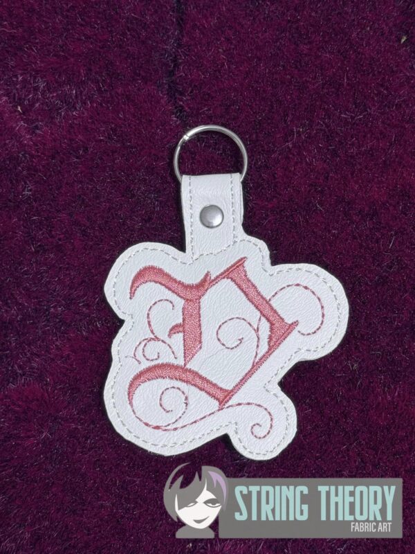 Calligraphy D Fob ITH in the hoop fob Digital Download for Machine Embroidery Pattern, Design (4×4 Hoop)