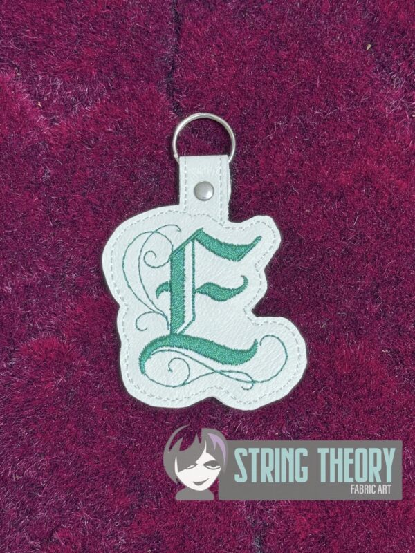 Calligraphy E Fob ITH in the hoop fob Digital Download for Machine Embroidery Pattern, Design (4×4 Hoop)