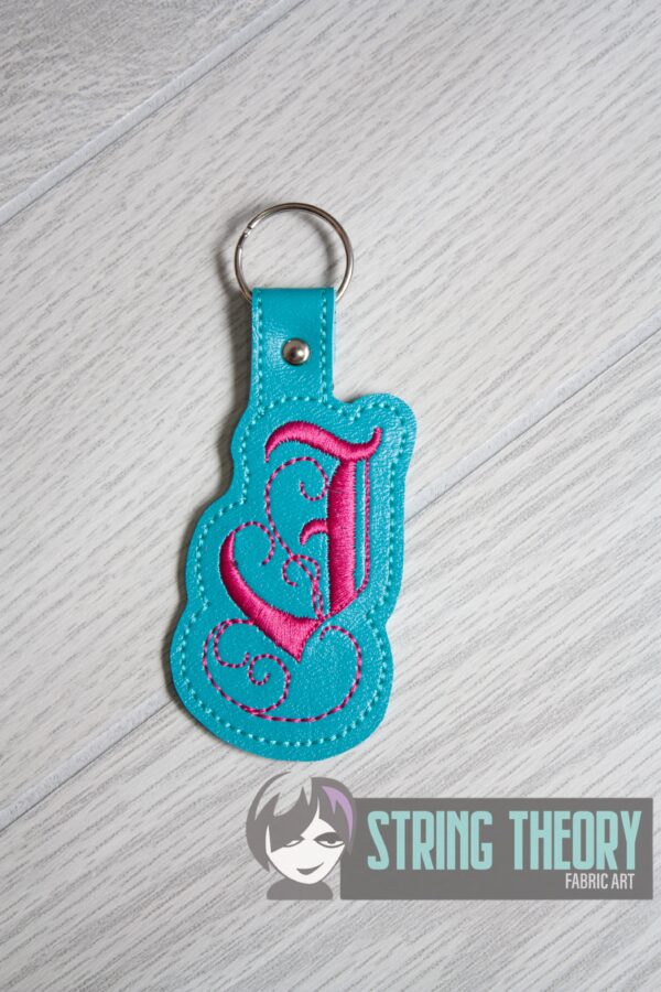 Calligraphy J Fob ITH in the hoop fob Digital Download for Machine Embroidery Pattern, Design (4×4 Hoop)