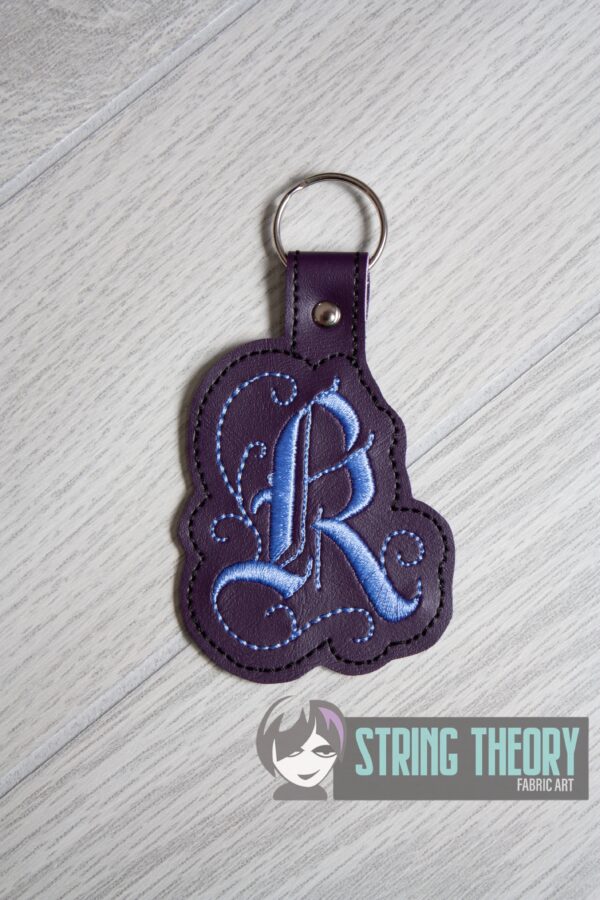 Calligraphy K Fob ITH in the hoop fob Digital Download for Machine Embroidery Pattern, Design (4×4 Hoop)