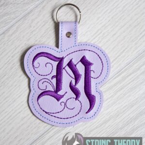 Calligraphy M Fob ITH in the hoop fob Digital Download for Machine Embroidery Pattern, Design (4x4 Hoop)