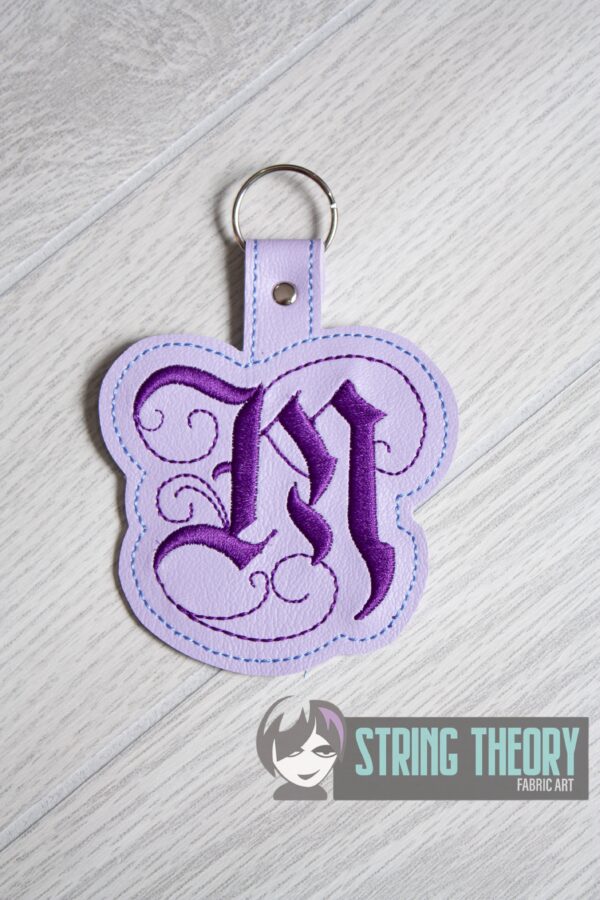 Calligraphy M Fob ITH in the hoop fob Digital Download for Machine Embroidery Pattern, Design (4x4 Hoop)