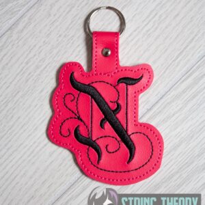 Calligraphy N Fob ITH in the hoop fob Digital Download for Machine Embroidery Pattern, Design (4×4 Hoop)