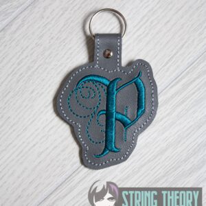 Calligraphy P Fob ITH in the hoop fob Digital Download for Machine Embroidery Pattern, Design (4×4 Hoop)