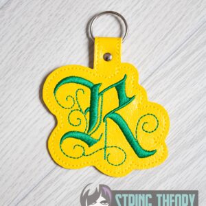 Calligraphy R Fob ITH in the hoop fob Digital Download for Machine Embroidery Pattern, Design (4×4 Hoop)