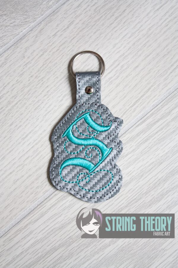 Calligraphy S Fob ITH in the hoop fob Digital Download for Machine Embroidery Pattern, Design (4×4 Hoop)