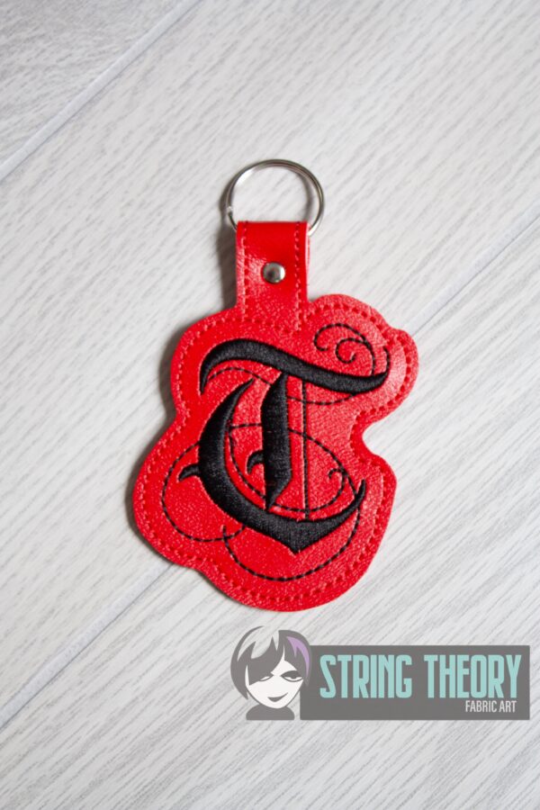 Calligraphy T Fob ITH in the hoop fob Digital Download for Machine Embroidery Pattern, Design (4×4 Hoop)
