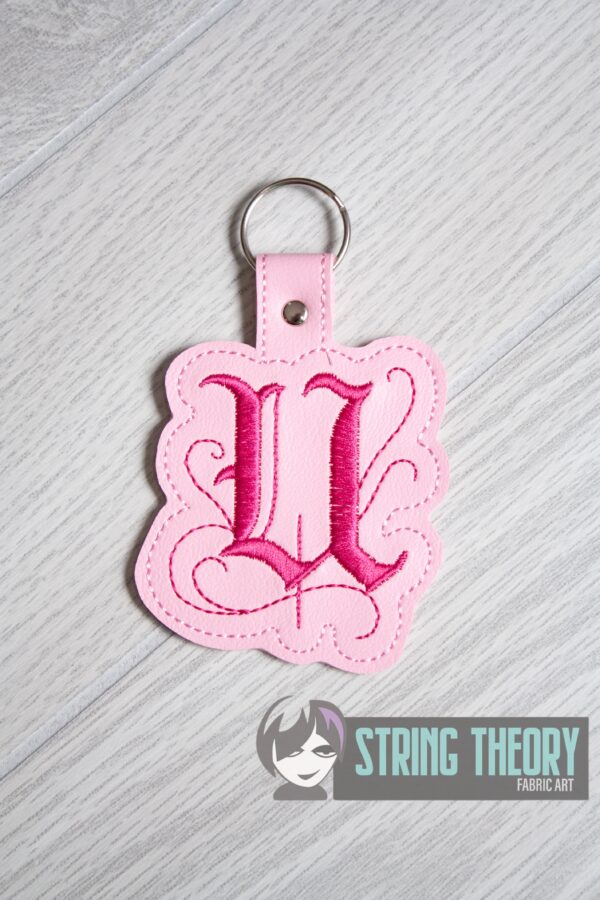 Calligraphy U Fob ITH in the hoop fob Digital Download for Machine Embroidery Pattern, Design (4×4 Hoop)