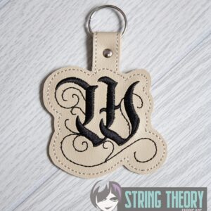 Calligraphy W Fob ITH in the hoop fob Digital Download for Machine Embroidery Pattern, Design (4×4 Hoop)