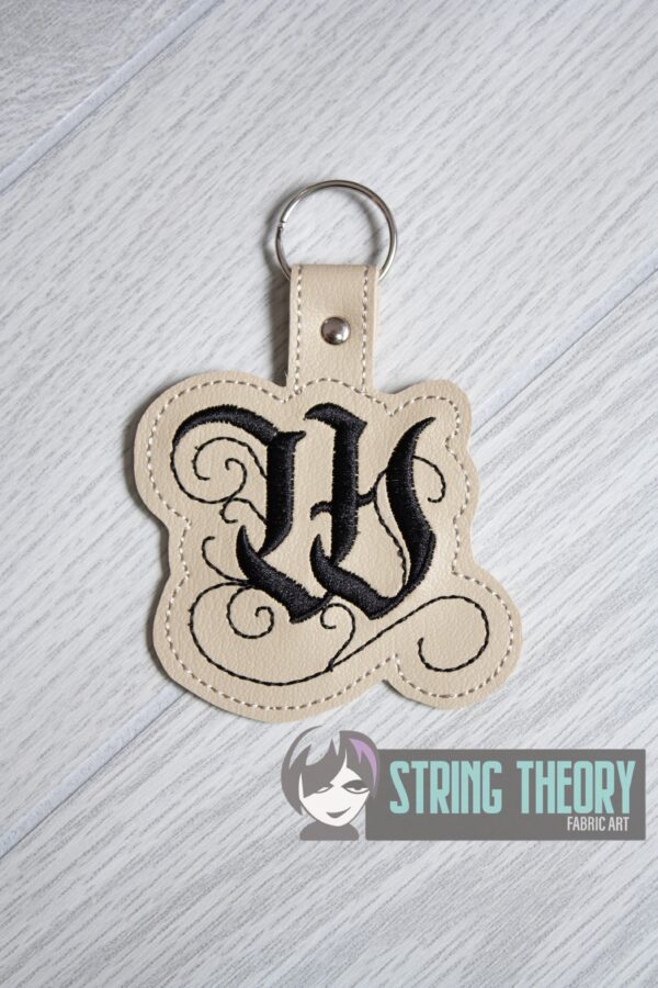 Calligraphy W Fob ITH in the hoop fob Digital Download for Machine Embroidery Pattern, Design (4×4 Hoop)