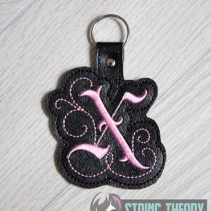 Calligraphy X Fob ITH in the hoop fob Digital Download for Machine Embroidery Pattern, Design (4×4 Hoop)