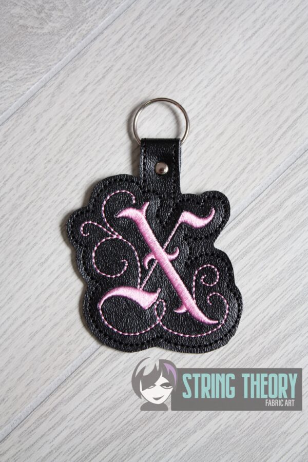Calligraphy X Fob ITH in the hoop fob Digital Download for Machine Embroidery Pattern, Design (4×4 Hoop)