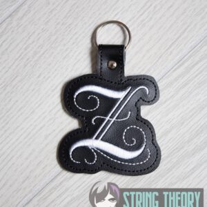 Calligraphy Z Fob ITH in the hoop fob Digital Download for Machine Embroidery Pattern, Design (4×4 Hoop)