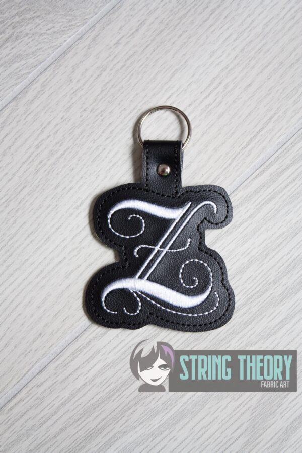 Calligraphy Z Fob ITH in the hoop fob Digital Download for Machine Embroidery Pattern, Design (4×4 Hoop)