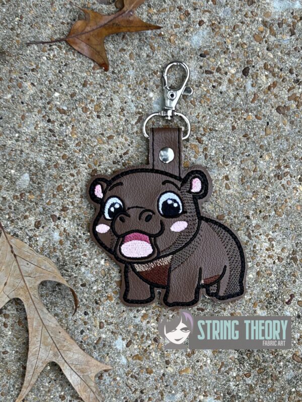 Chibi Moo Deng Snap Tab Key Fob  ITH in the hoop fob Digital Download for Machine Embroidery Pattern, Design (4×4 Hoop) - Image 2