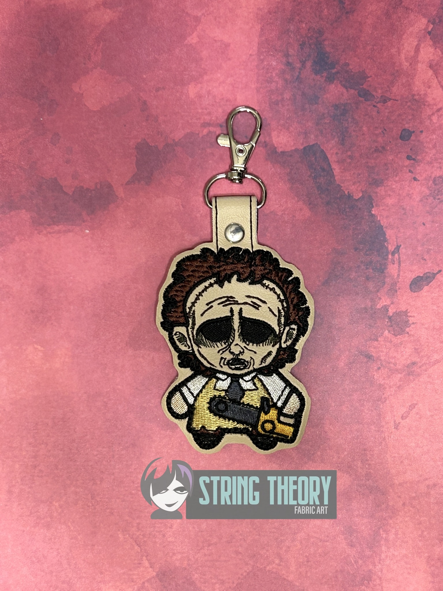 Chibi Leatherface ITH fob machine embroidery design