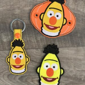 Sesame Street Bert ITH fob patch bun cover machine embroidery design