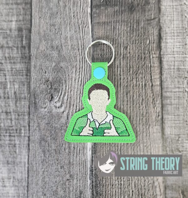 Steve Burns Minimalist Snap Tab Key Fob ITH in the hoop fob Digital Download for Machine Embroidery Pattern, Design (4×4 Hoop)