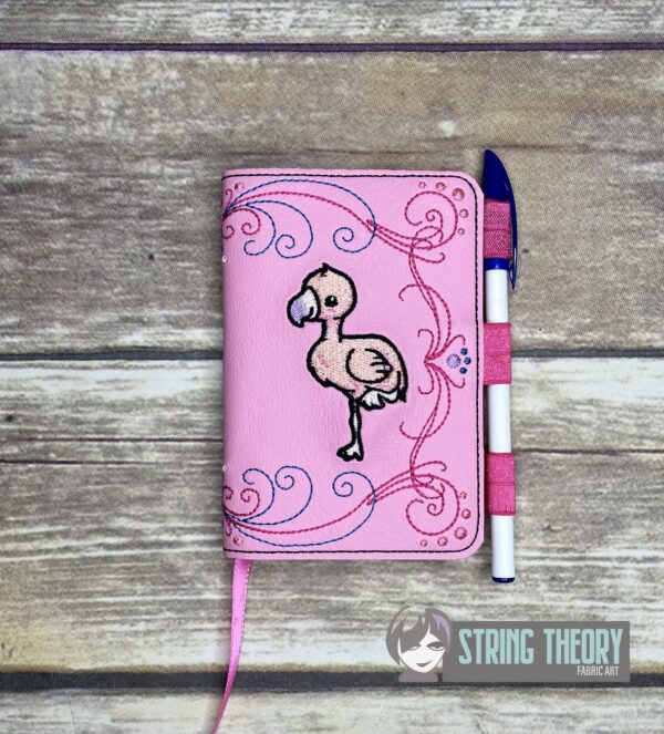 I Don't Give A Flock - Chibi Flamingo Notebook Cover ITH in the hoop Digital Download for Machine Embroidery Pattern, Design (5×7, 6×10 Hoop) - Image 4