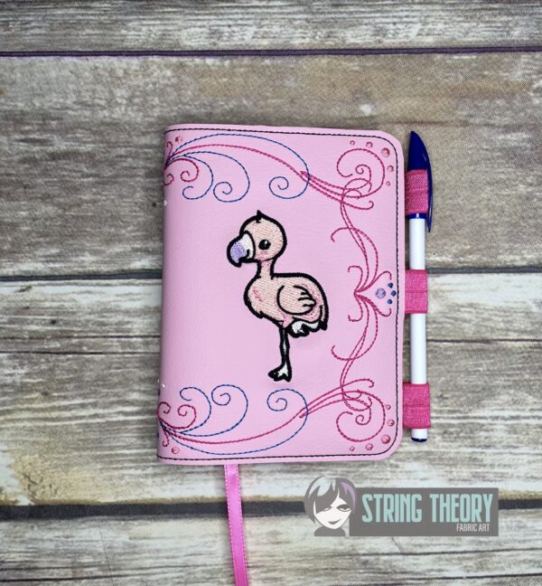 I Don't Give A Flock - Chibi Flamingo Notebook Cover ITH in the hoop Digital Download for Machine Embroidery Pattern, Design (5×7, 6×10 Hoop) - Image 3