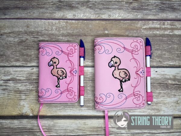I Don't Give A Flock - Chibi Flamingo Notebook Cover ITH in the hoop Digital Download for Machine Embroidery Pattern, Design (5×7, 6×10 Hoop)