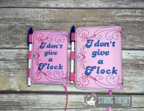 I Don't Give A Flock - Chibi Flamingo Notebook Cover ITH in the hoop Digital Download for Machine Embroidery Pattern, Design (5×7, 6×10 Hoop) - Image 2
