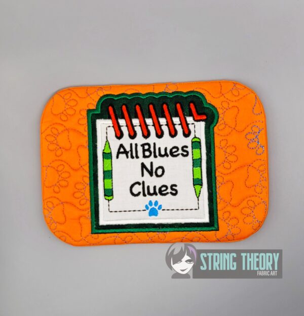 All Blues, No Clues Mug Rug ITH in the hoop Digital Download for Machine Embroidery Pattern, Design (4x4, 5×7, 6×10 Hoop) - Image 3