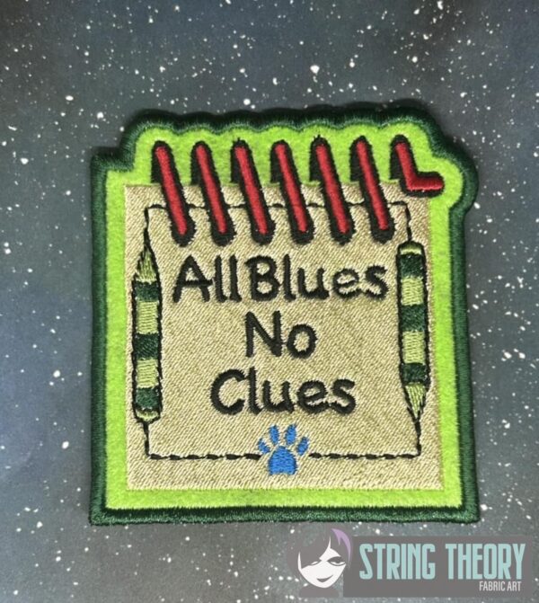 Blues Clues – All Blues, No Clues fob, patch ITH in the hoop Digital Download for Machine Embroidery Pattern, Design (4×4 Hoop) - Image 3