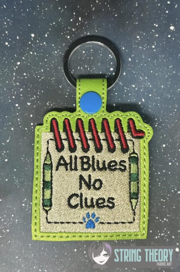Blues Clues – All Blues, No Clues fob, patch ITH in the hoop Digital Download for Machine Embroidery Pattern, Design (4×4 Hoop) - Image 2