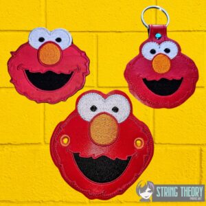 Sesame Street Elmo ITH bun cover fob patch machine embroidery design