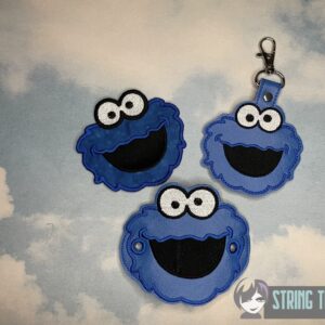 Sesame Street cookie monster ITH patch fob bun cover machine embroidery design