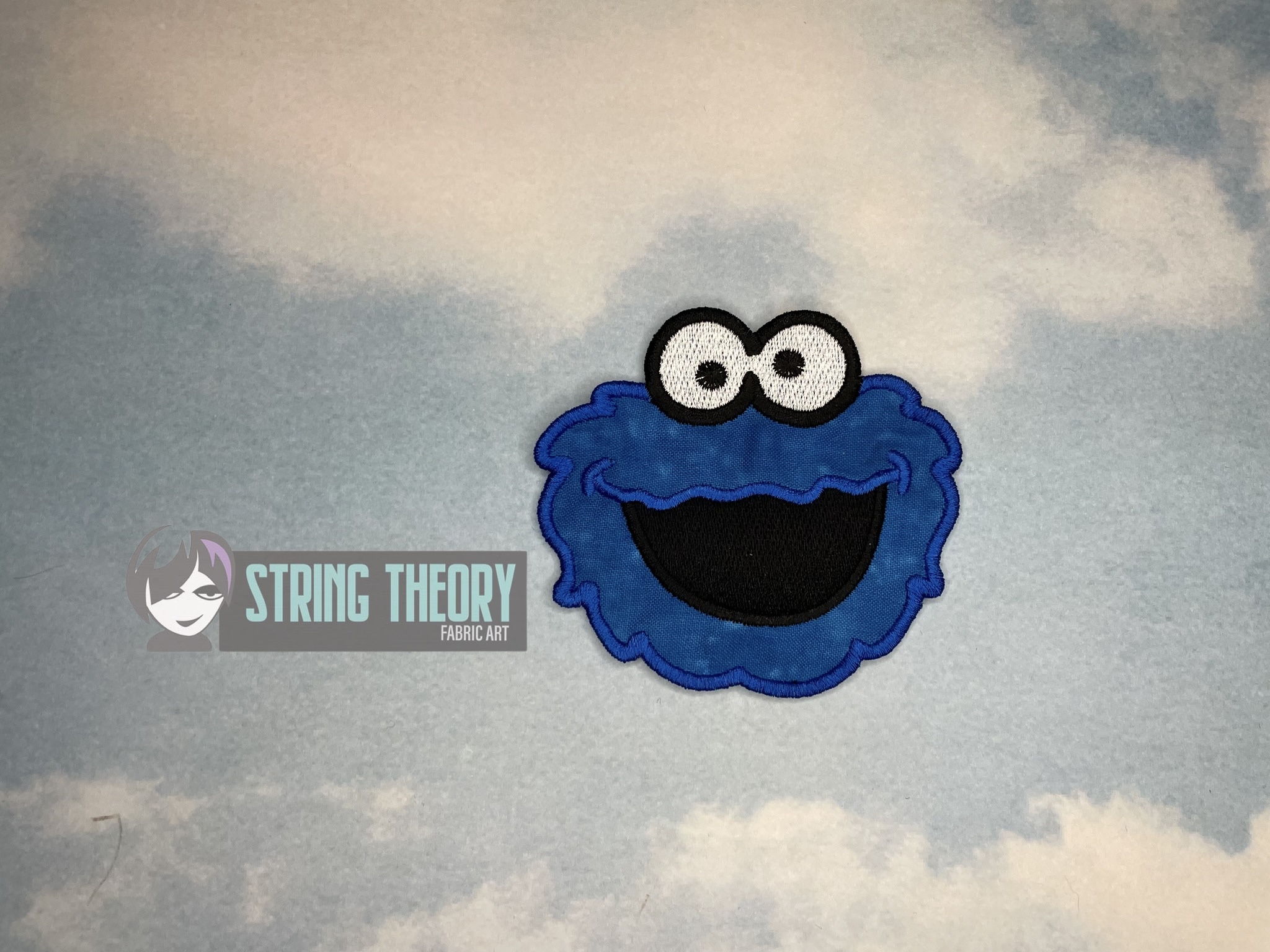 Sesame Street cookie monster ITH patch machine embroidery design