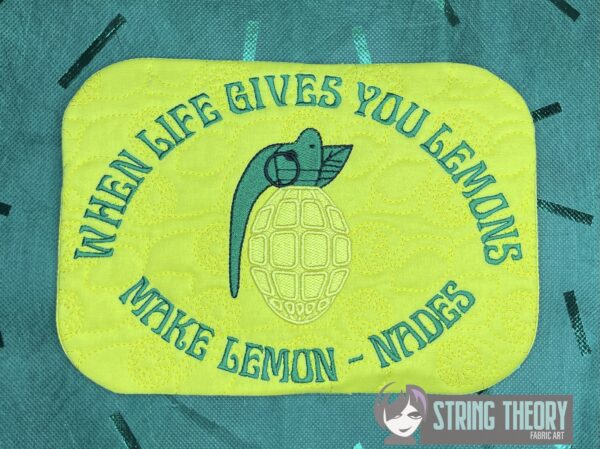 Lemon-ADES Mug Rug ITH in the hoop Digital Download for Machine Embroidery Pattern, Design (5×7, 6×10 Hoop) - Image 2