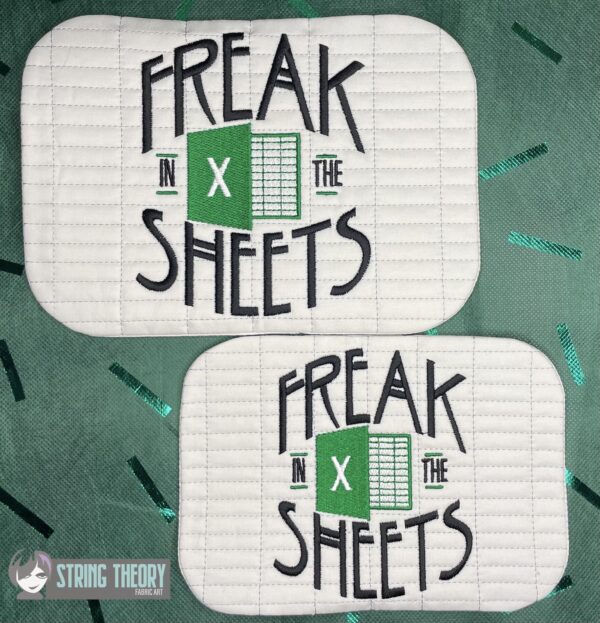 Freak in the Sheets Mug Rug ITH in the hoop Digital Download for Machine Embroidery Pattern, Design (5×7, 6×10 Hoop)