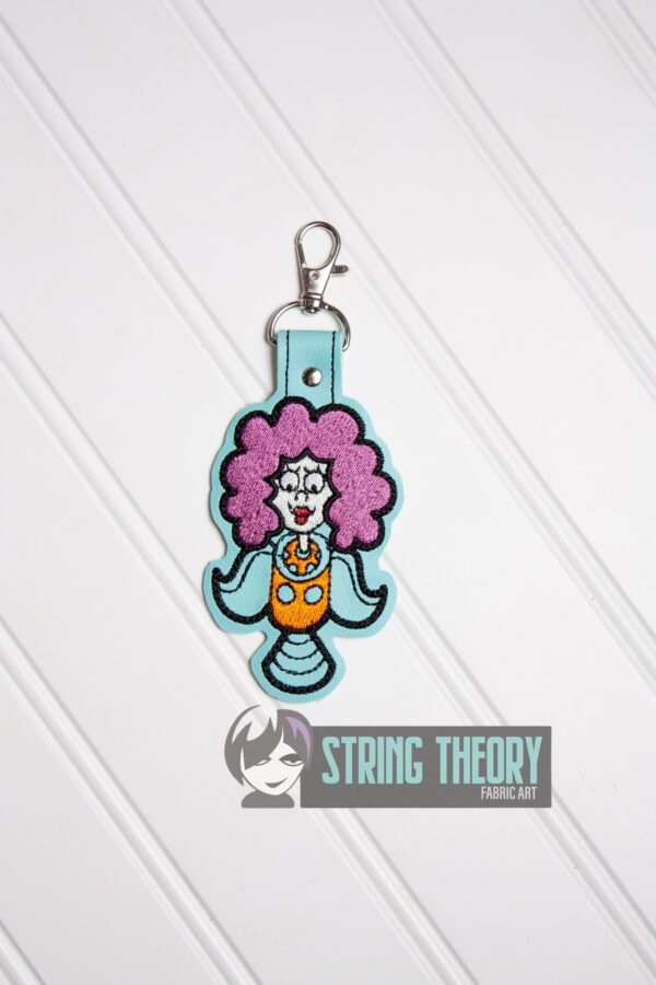 SHR Interplanet Janet Snap Tab Key Fob ITH in the hoop fob Digital Download for Machine Embroidery Pattern, Design (4×4 Hoop)