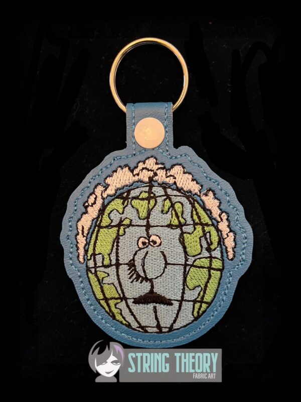 SHR Earth Snap Tab Key Fob  ITH in the hoop fob Digital Download for Machine Embroidery Pattern, Design (4×4 Hoop)