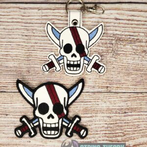 One Piece Shanks Flag ITH fob patch machine embroidery design