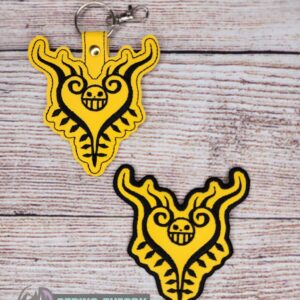 One Piece Law Heart Tattoo ITH fob patch machine embroidery design