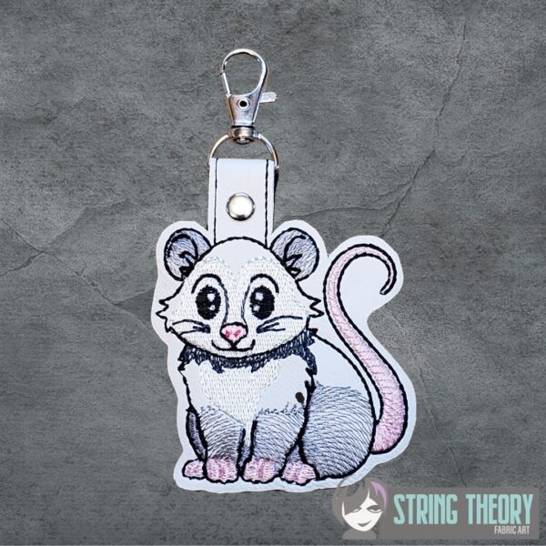 Chibi Possum Oppossum Snap Tab Key Fob ITH in the hoop fob Digital Download for Machine Embroidery Pattern, Design (4×4 Hoop) - Image 2