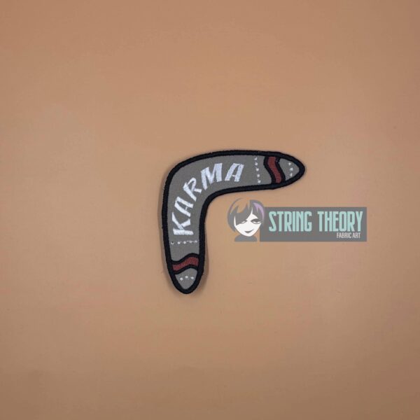 Karma Boomerang fob, patch ITH in the hoop Digital Download for Machine Embroidery Pattern, Design (4×4 Hoop) - Image 2
