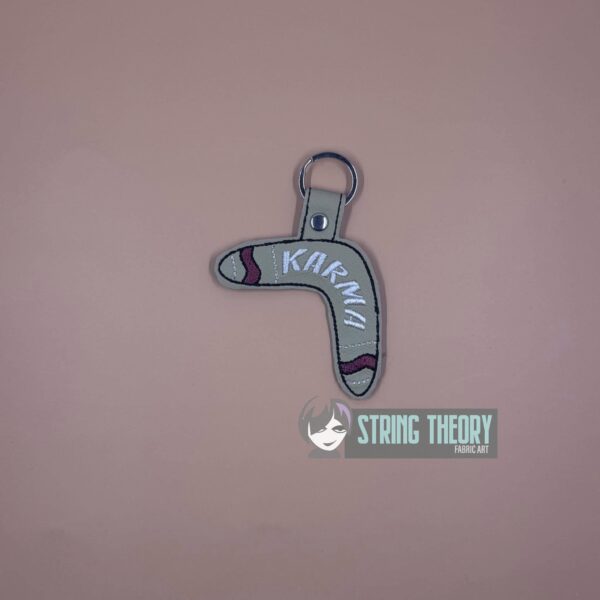 Karma Boomerang fob, patch ITH in the hoop Digital Download for Machine Embroidery Pattern, Design (4×4 Hoop) - Image 3
