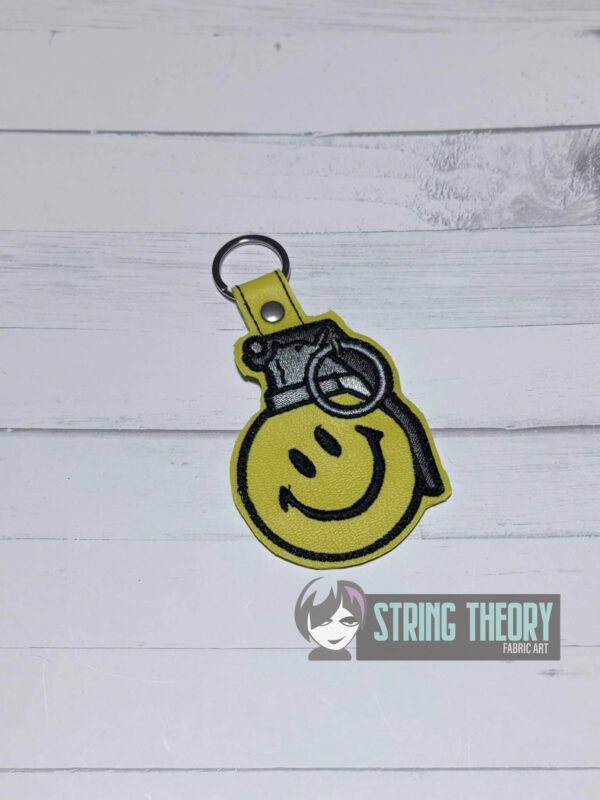Smile Grenade fob, patch, bun cover ITH in the hoop Digital Download for Machine Embroidery Pattern, Design (4×4 Hoop) - Image 2