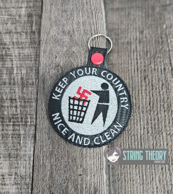 Keep Your Country Nice And Clean fob, patch, bun cover ITH in the hoop Digital Download for Machine Embroidery Pattern, Design (4×4 Hoop) - Image 2