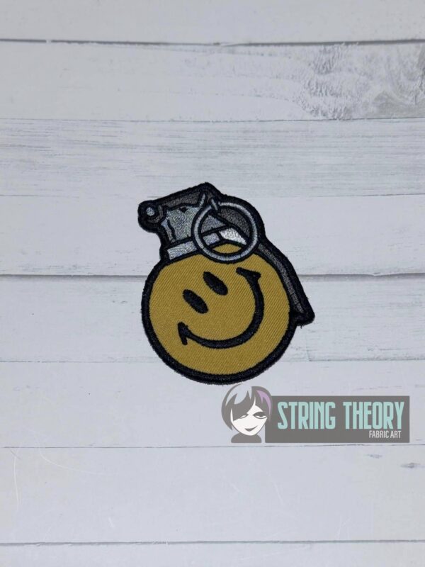 Smile Grenade fob, patch, bun cover ITH in the hoop Digital Download for Machine Embroidery Pattern, Design (4×4 Hoop) - Image 3