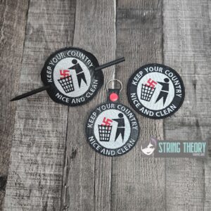 Keep Your Country Nice And Clean fob, patch, bun cover ITH in the hoop Digital Download for Machine Embroidery Pattern, Design (4×4 Hoop)